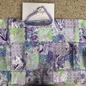 COPY - Lilly Pulitzer Lavender Floral Patchwork Silk Mask and Pillowcase Set
